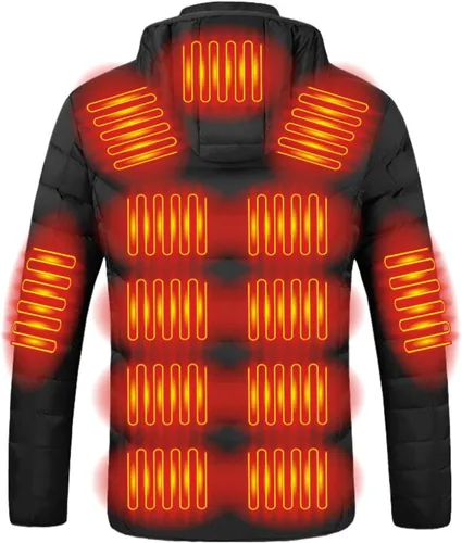 Vista 5 de Chaqueta térmica ligera con bolsillos para hombre y mujer, con capucha para invierno, con carga USB, abrigo térmico