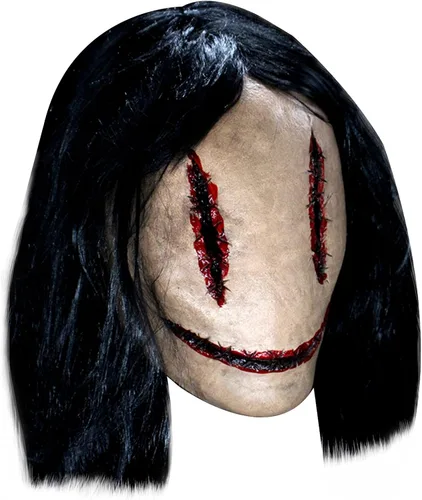 Vista 2 de nezababycos Máscara de terror para Halloween, máscara de mujer asesina en serie con pelucas, disfraz de fantasma, demonio, fantasma, demonio
