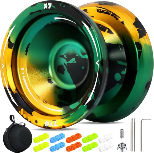 Vista 13 de X6 Yoyo profesional de trucos para niños y principiantes, Yoyo 6061 Responsive Yoyos de aleación de aluminio con rodamiento KK, eje, bolsa, 10