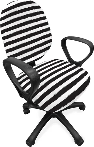 Vista 33 de Lunarable Funda para silla de oficina tribal, diseño azteca, nativo americano, geométrico, simbolismo étnico con espirales de triángulos, elástico