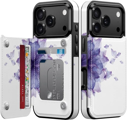 Vista 127 de LETO para iPhone 15 Pro Funda tipo cartera - Tapa tipo folio con patada - Diseños de moda - Tarjetero - Funda protectora para mujeres y niñas - 6.1