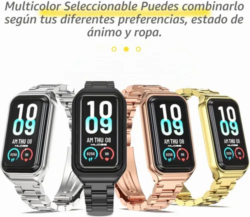 Vista 8 de Correa de repuesto de metal para Amazfit Band 7, compatible con Amazfit 7 Fitness Tracker