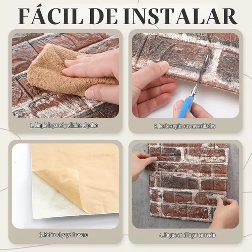 Vista 5 de Colarr 60 Piezas 58 Pies Cuadrados Paneles de Pared 3D Despegar y Pegar Papel Tapiz de Ladrillo 3D de Espuma Sintética Panelado Sintético Paneles