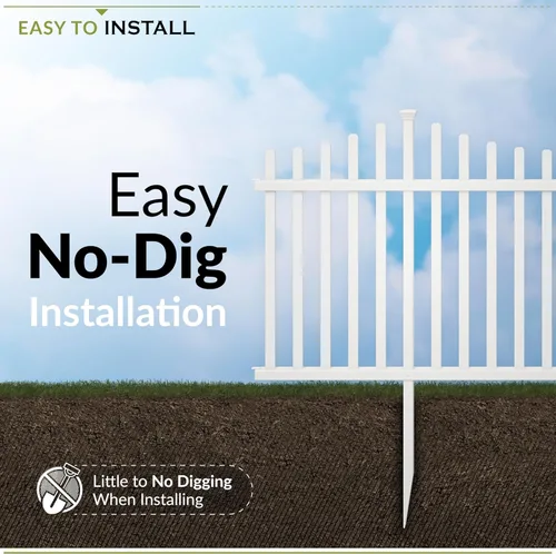 Vista 2 de Zippity Manchester Picket Fence Panels, White Vinyl DIY No Dig Kit Cerca de Manchester