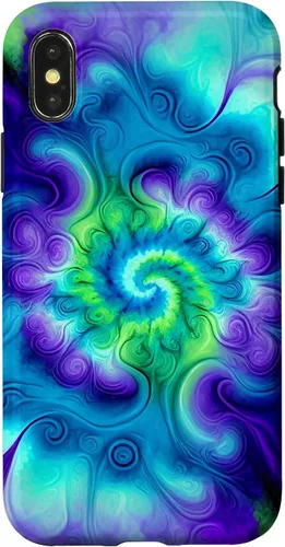 Vista 5 de Tie Dye Colorido Azul Cian Púrpura Verde Diseño Caso para iPhone 17