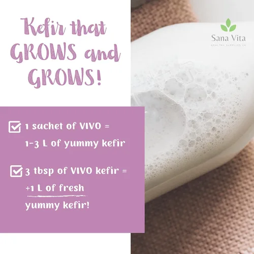 Vista 5 de VIVO Kefir Starter (5 cajas) Hace hasta 30 cuartos de galón de kéfir
