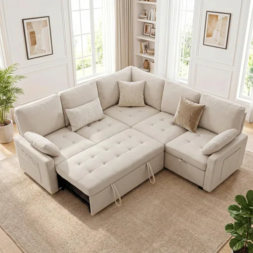 Vista 2 de Huatean Home Sofá extraíble de 105 pulgadas con almacenamiento, sofá cama, sofá modular en forma de U de 7 asientos para sala de estar, sofá modular