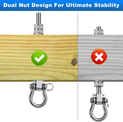 Vista 8 de 2 perchas de columpio resistentes con rodamientos, accesorios de columpio de acero inoxidable para vigas de madera y metal, ganchos para colgar