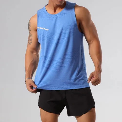 Vista 2 de Magiftbox Camiseta sin mangas para hombre de entrenamiento muscular, chaleco de gimnasio, fitness, trotar, deportes, secado rápido, T49T51
