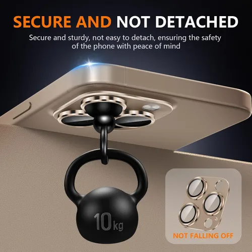 Vista 4 de Suoman Protector de lente de cámara para iPhone 16 Pro Max /16 Pro, película de vidrio templado de dureza 9H, destello sin obstrucciones, cubierta