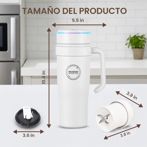 Vista 7 de MOJOCO Batidora portátil para batidos – Licuadora personal de 30 onzas con taza aislada para batidos y batidos – Recargable/inalámbrica, a prueba