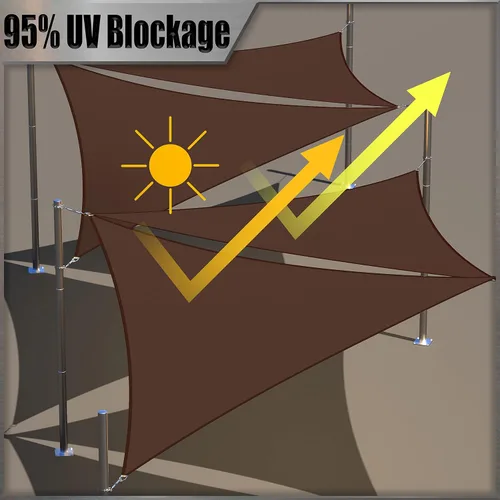 Vista 3 de Amgo Toldo parasol cuadrado rectangular marrón de 4 x 4 pies para hacer toldo UPF50+, 98% de bloqueo UV, resistente al agua, patio trasero o jardín