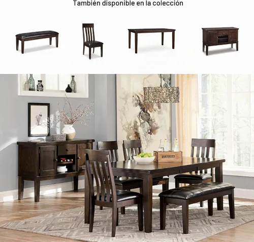 Vista 9 de Signature Design by Ashley Haddigan - Banco de comedor tapizado tradicional, color marrón oscuro