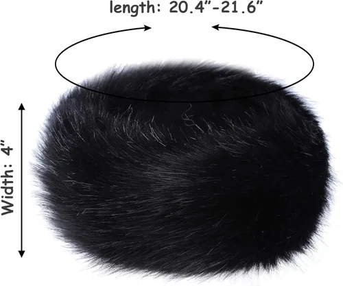Vista 4 de Diadema de piel sintética con elástico para orejeras de invierno para mujer Negro
