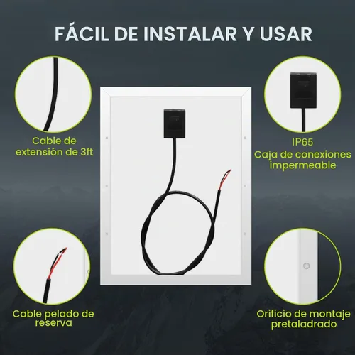 Vista 3 de Newpowa módulo panel solar 30w vatios 12v