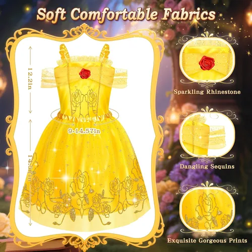 Vista 7 de Disfraces de princesa para niñas, ropa de vestir de princesa para niñas