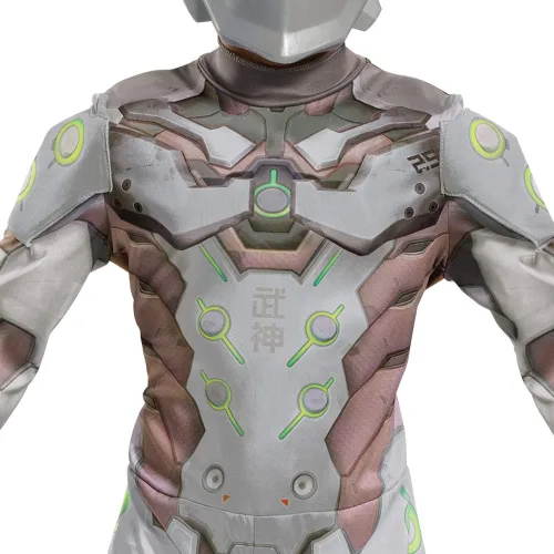 Vista 4 de Genji Costume for Kids, Official Overwatch Costume Jumpsuit with Mask and Armor