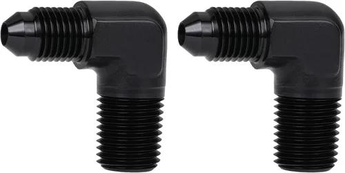 Vista 44 de 3AN macho Flare a 1/4 NPT tubo macho 90 grados codo adaptador unión aluminio negro