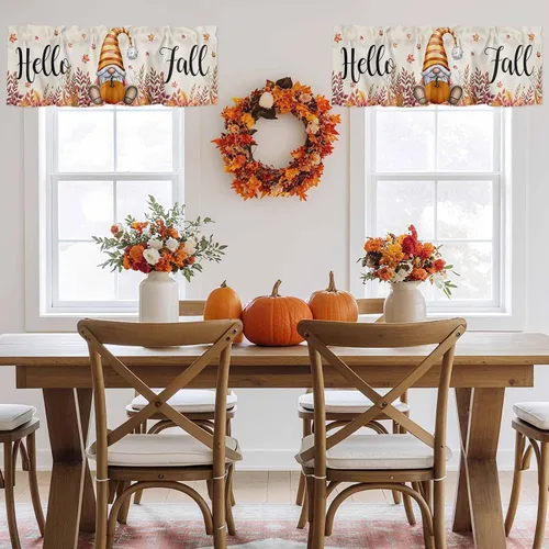 Vista 139 de Cenefa de cortina con lazo rojo de Navidad para ventanas, sala de estar, cocina, baño, granja, bolas de Navidad de acuarela con diseño de bayas