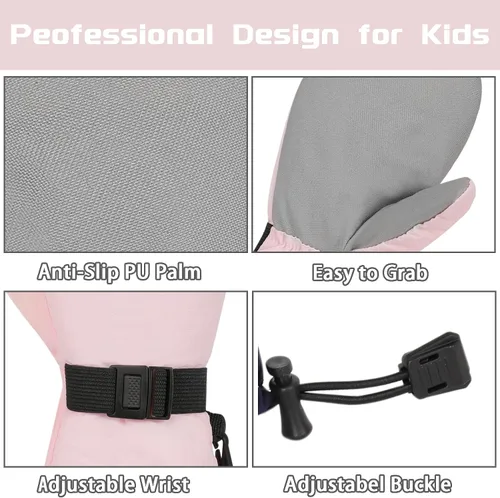 Vista 3 de Urban Virgin Guantes de invierno impermeables para niños pequeños, guantes de nieve para niños y niñas, guantes de esquí para bebés de 1 a 8 años