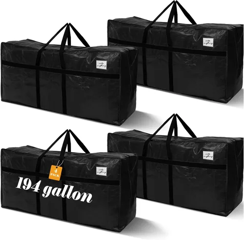 Vista 17 de 4 Piezas Bolsas de Mudanza Grandes con Cremallera y Asas Bolsas de Lona Tipo Duffle Plegables de Almacenamiento Extra Resistentes Extra Grandes