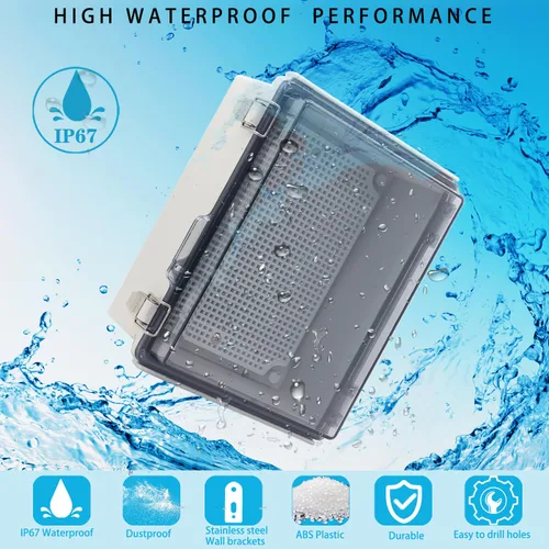 Vista 2 de Caja eléctrica impermeable al aire libre, caja de conexiones resistente a la intemperie, IP67 ABS, interruptor de caja de plástico, enrutador, caja