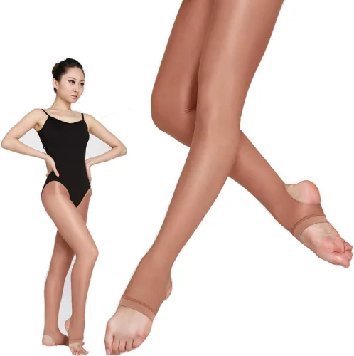 Vista 2 de Medias ultra transparentes para mujer, medias de nailon para mujer, estribo, ballet, danza, brillo