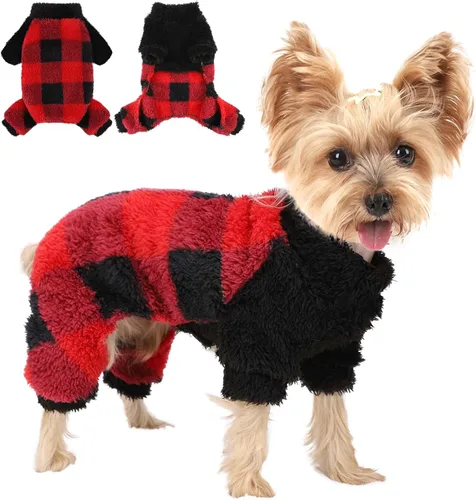 Vista 11 de Sebaoyu Pijamas de cuello redondo para perros pequeños, suéter de forro polar para perros, ropa de invierno linda y pequeña para cachorros Gris