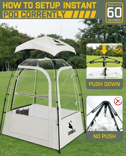 Vista 9 de Pod All Weather Sports Tent, Outdoor Pop Up Bubble Clear 540° View Winter Tent for 1-2 Person, Instant Cold Weather Shelter with Rainfly for Soccer