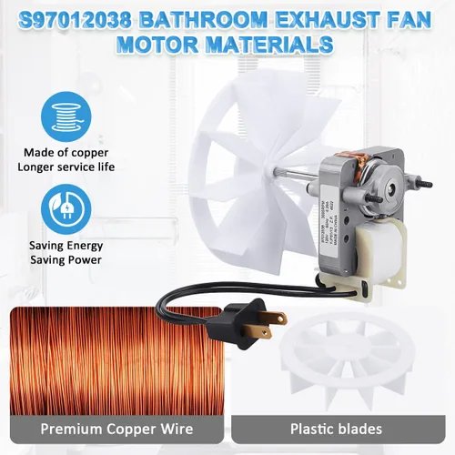 Vista 6 de WKZO S97012038 Motor de ventilador de ventilación de baño y ventilador de techo Kit de motores eléctricos de repuesto para Nu-Tone Br-oan 659 662