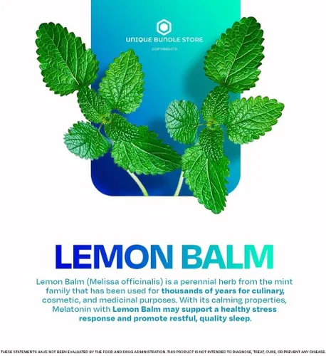 Vista 2 de Unique Bundle Store Spring Valley - Melatonina de 10 mg, 120 tabletas con extracto de bálsamo de limón, suplemento dietético para el sueño y apoyo