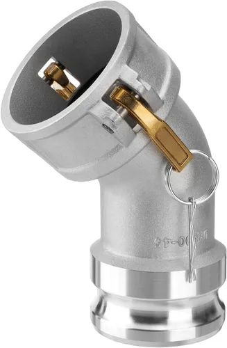 Vista 9 de Accesorio de manguera tipo DA para leva y ranura, codo de 90 grados, Camlock hembra de 2 pulgadas x 2 pulgadas Camlock macho, 250 PSI