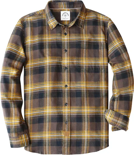 Vista 32 de Dubinik® Camisa de franela, para hombre, de manga larga, a cuadros, suave, 100% algodón, informal, con botones, ajuste regular Gris Negro