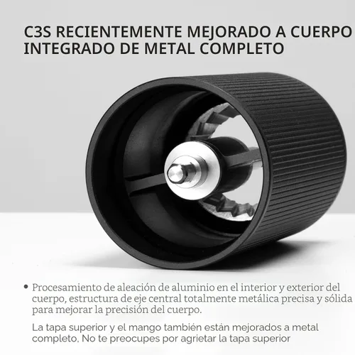 Vista 2 de TIMEMORE Chestnut C3S - Molinillo de café manual, molinillo de café de rebaba cónica de acero inoxidable S2C, molinillo de café de mano