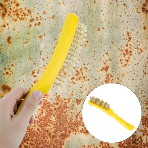 Vista 6 de QWORK Cepillo de alambre para arañazos, paquete de 2 cepillos de alambre de acero inoxidable resistente de 11 pulgadas con mango de plástico