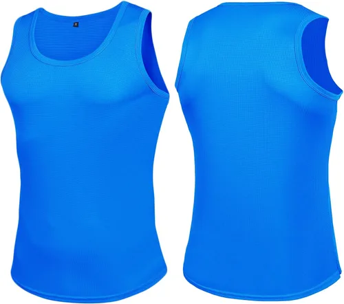 Vista 3 de KAWATA Camisetas sin mangas de neón para hombre, de secado rápido, gimnasio, culturismo, entrenamiento, camisetas sin mangas, camiseta de verano