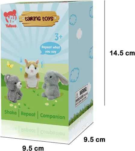 Vista 6 de YH YUHUNG - Hámster parlante interactivo que repite lo que dices, imita tu voz con tono agudo y asintiendo con la cabeza, peluche suave y duradero