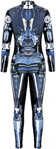 Vista 4 de Womens Hi-neck Skeleton Print Bodycon Jumpsuits Fullbody Unitard 2020#Pattern4