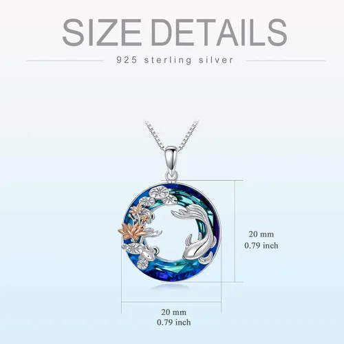 Vista 5 de YOSOPRETTY Lotus Necklace 925 Sterling Silver Lotus FlowerLotus Fish Crystal Pendant Necklace Moonstone Jewelry Gifts for Women Girls
