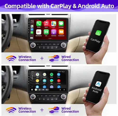 Vista 2 de Para Honda Accord 7th 2003 2004 2005 2006 2007 Android Car Radio Stereo Compatible con Android Auto Wireless Carplay 8core 1280X720 Pantalla táctil
