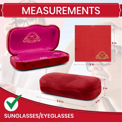 Vista 3 de Modern Eyewear Estuche rígido para gafas Funda protectora de terciopelo para gafas Estuche para gafas de sol con paño de limpieza
