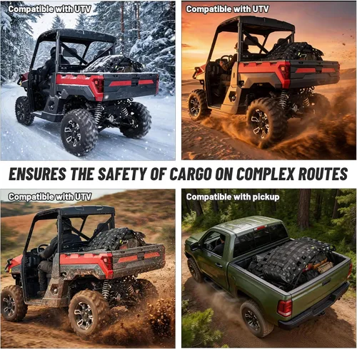 Vista 4 de StarknightMT Malla de Carga UTV - StarknightMT Malla Universal de Cama UTV con Correas Ajustables Compatible con Polaris Ranger General Can-am