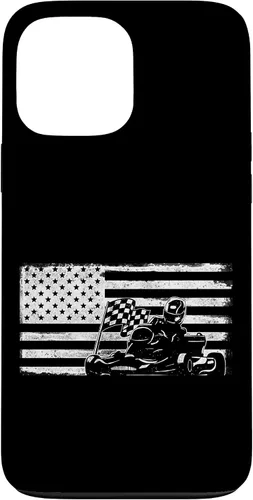 Vista 23 de iPhone 16 Go Kart Racing American Flag Vintage Case