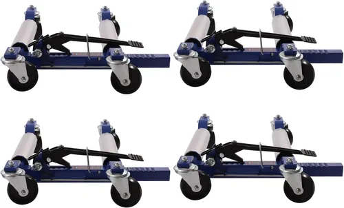 Vista 4 de Carretilla de rueda de automóvil, carrito de carga automática resistente con pedal de trinquete, capacidad de 1300 libras, paquete de 4