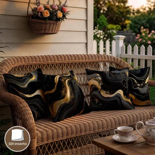 Vista 2 de OBSEDE - Fundas para cojín de mármol negro y dorado abstracto, 18 × 18 pulgadas, juego de 4, fundas para cojines de sofá, cama, salón, decoración
