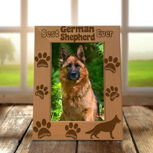Vista 4 de KATE POSH Marco de fotos Best German Shepherd Ever, regalos para amantes de los perros, regalos para cachorros, regalos conmemorativos, marco