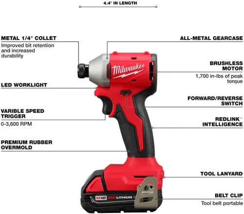 Vista 5 de Milwaukee Eléctrico - M18TRADE KIT combinado compacto sin escobillas, 2 herramientas