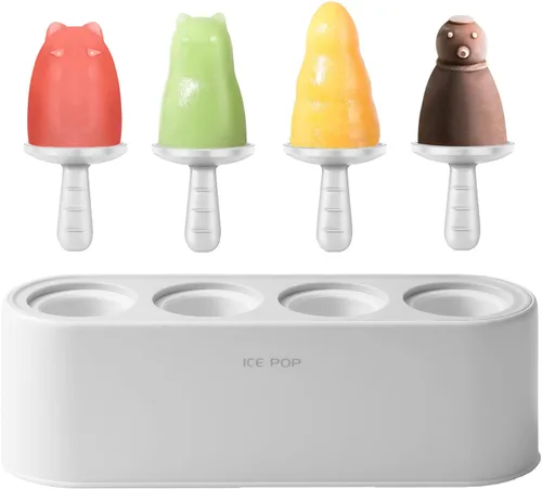 Vista 13 de Juego de 4 moldes para paletas caseras de silicona, moldes para helados, de fácil liberación, reutilizables, moldes para hacer bricolaje