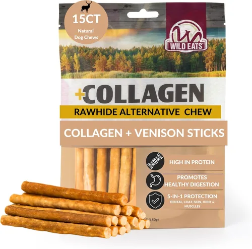 Vista 14 de Wild Eats Palitos de Colágeno de Pato Real Retriever para Perros, (15 Unidades) - Golosina Masticable para Perros de Larga Duración, Sin Cuero