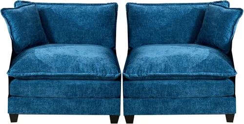 Vista 8 de Sofá modular modular, sofá de nube de 2 plazas con cojín de asiento tapizado de doble capa, tela de felpilla transpirable, sofá moderno